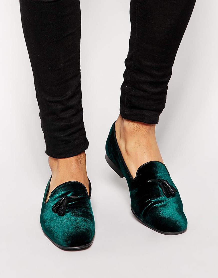 velvet green loafers