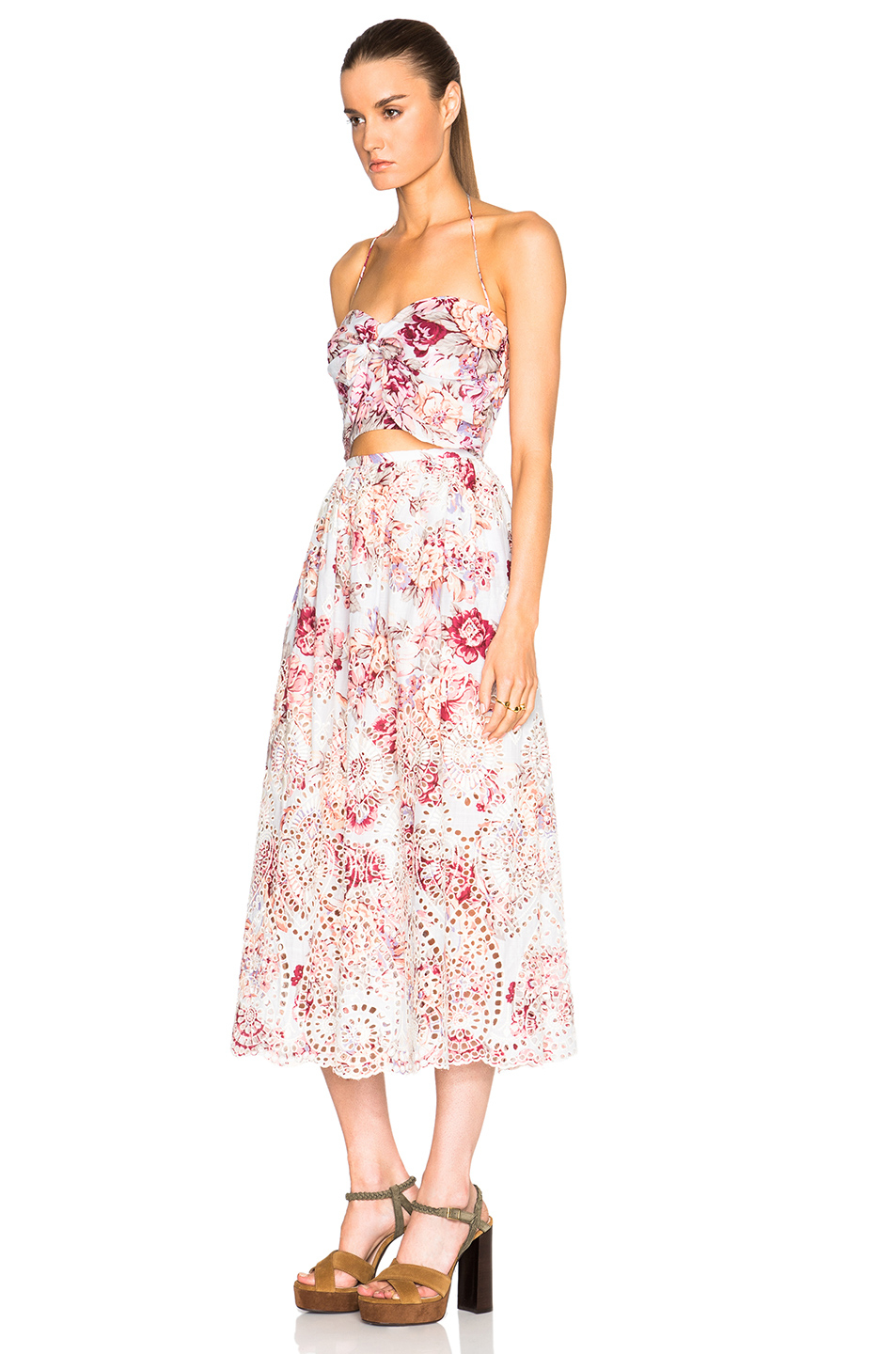 Zimmermann FloralPrint Cotton Midi Dress in Pink Lyst