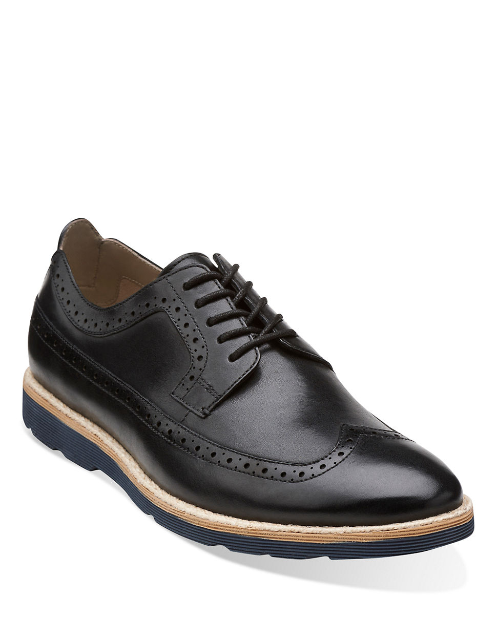 clarks wingtip black