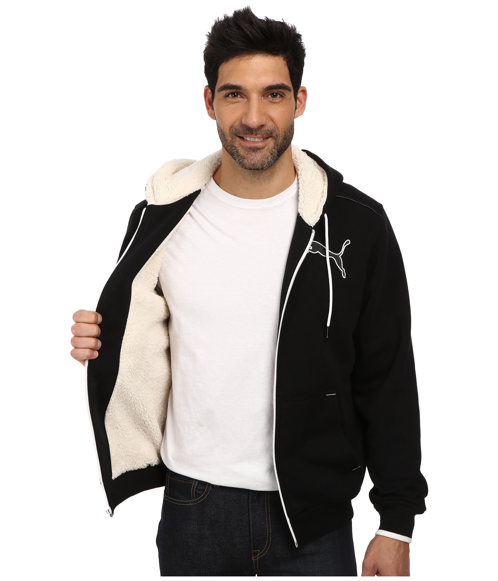 PUMA Sherpa Hoodie in Black for Men | Lyst