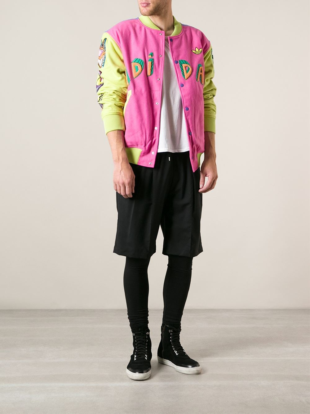 adidas Jeremy Scott Embroidered Bomber Jacket in Pink for Men | Lyst