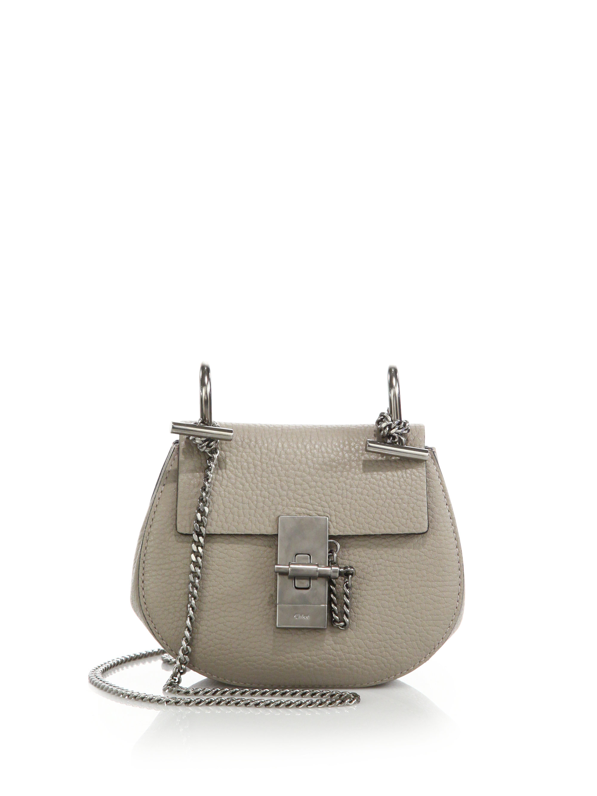 chloe drew small textured-leather shoulder bag, gray, women