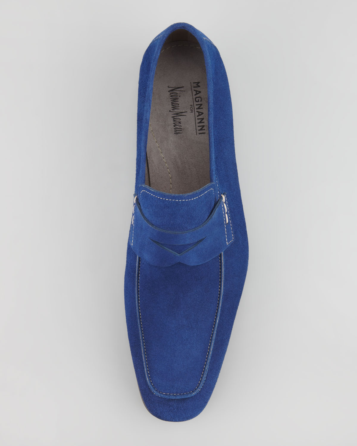 Neiman Marcus Suede Penny Loafer Royal 