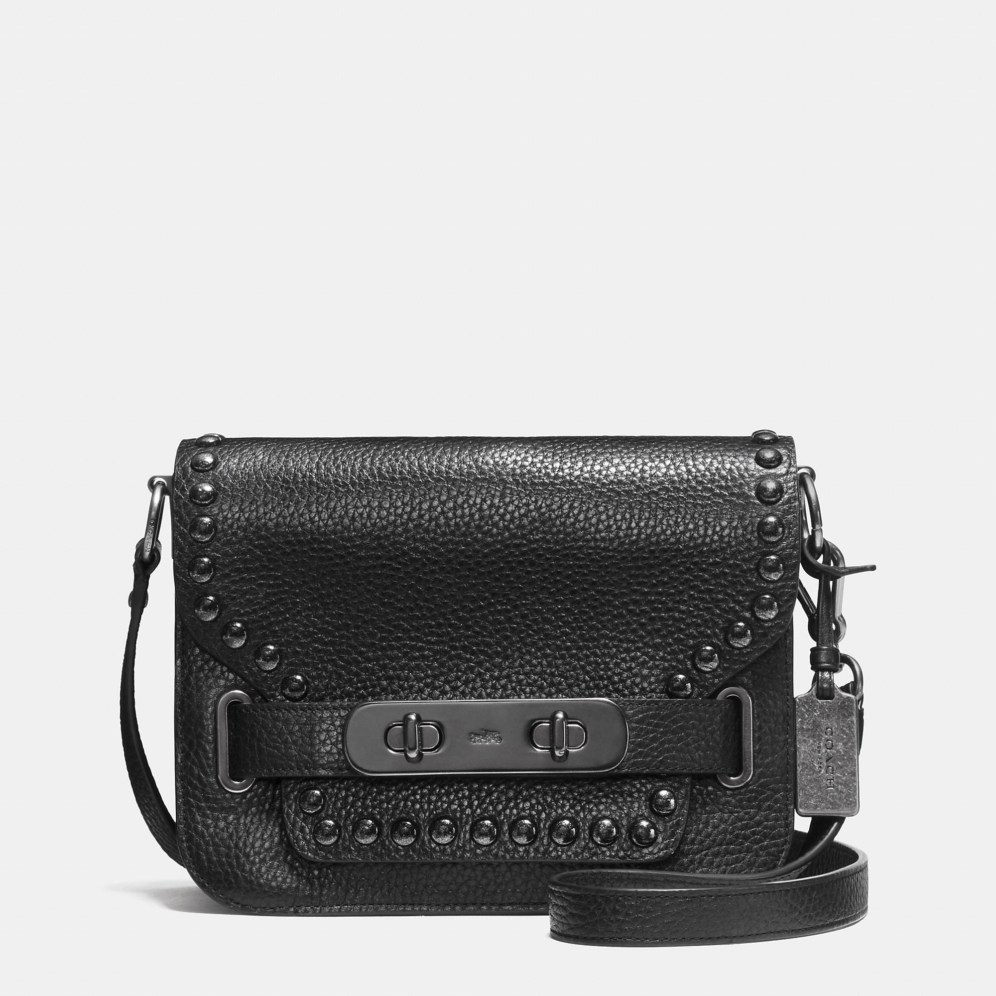 Lyst - Coach Swagger Small Shoulder Bag In Lacquer Rivets Pebble ...