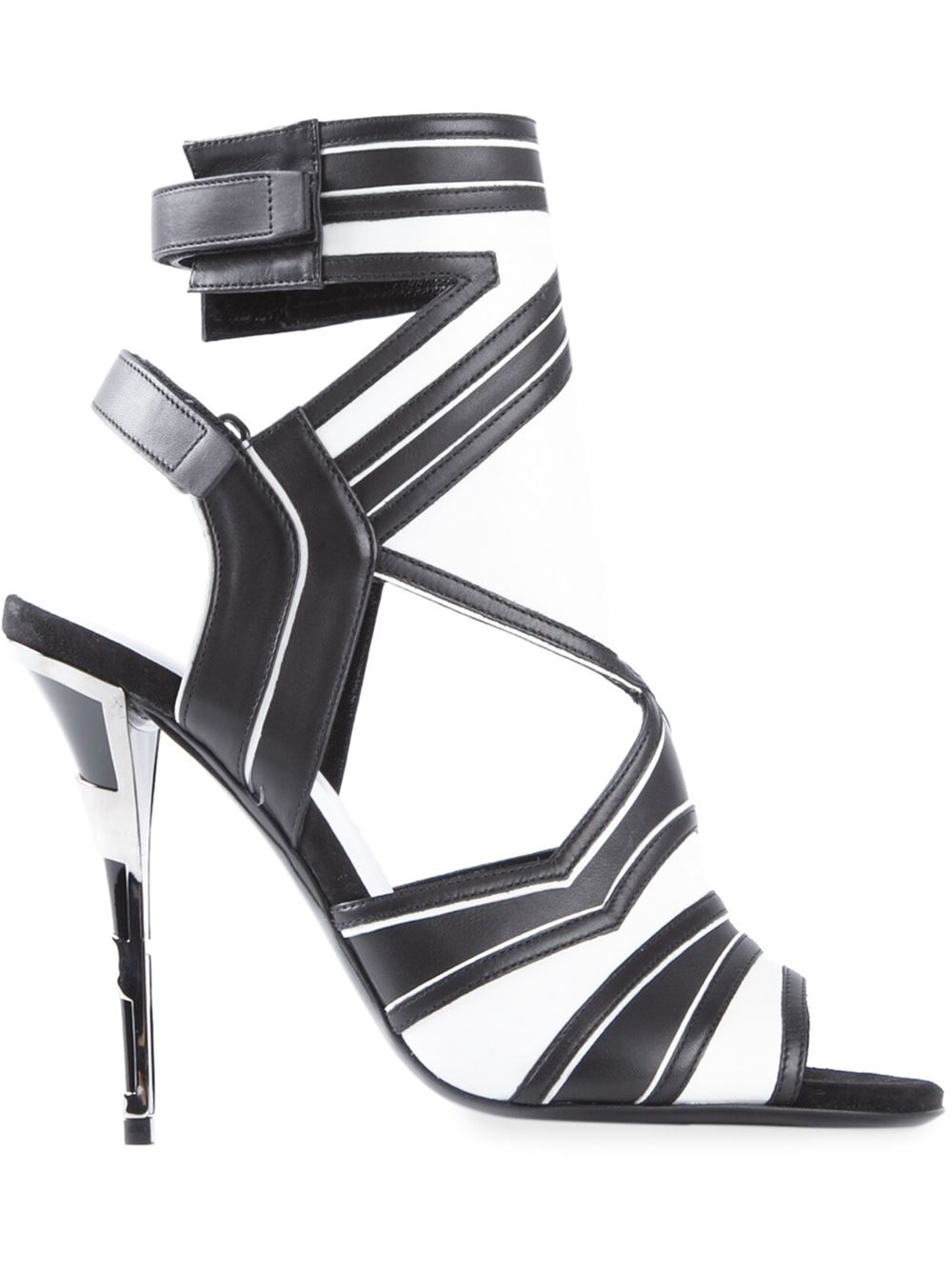 black and white strappy sandals