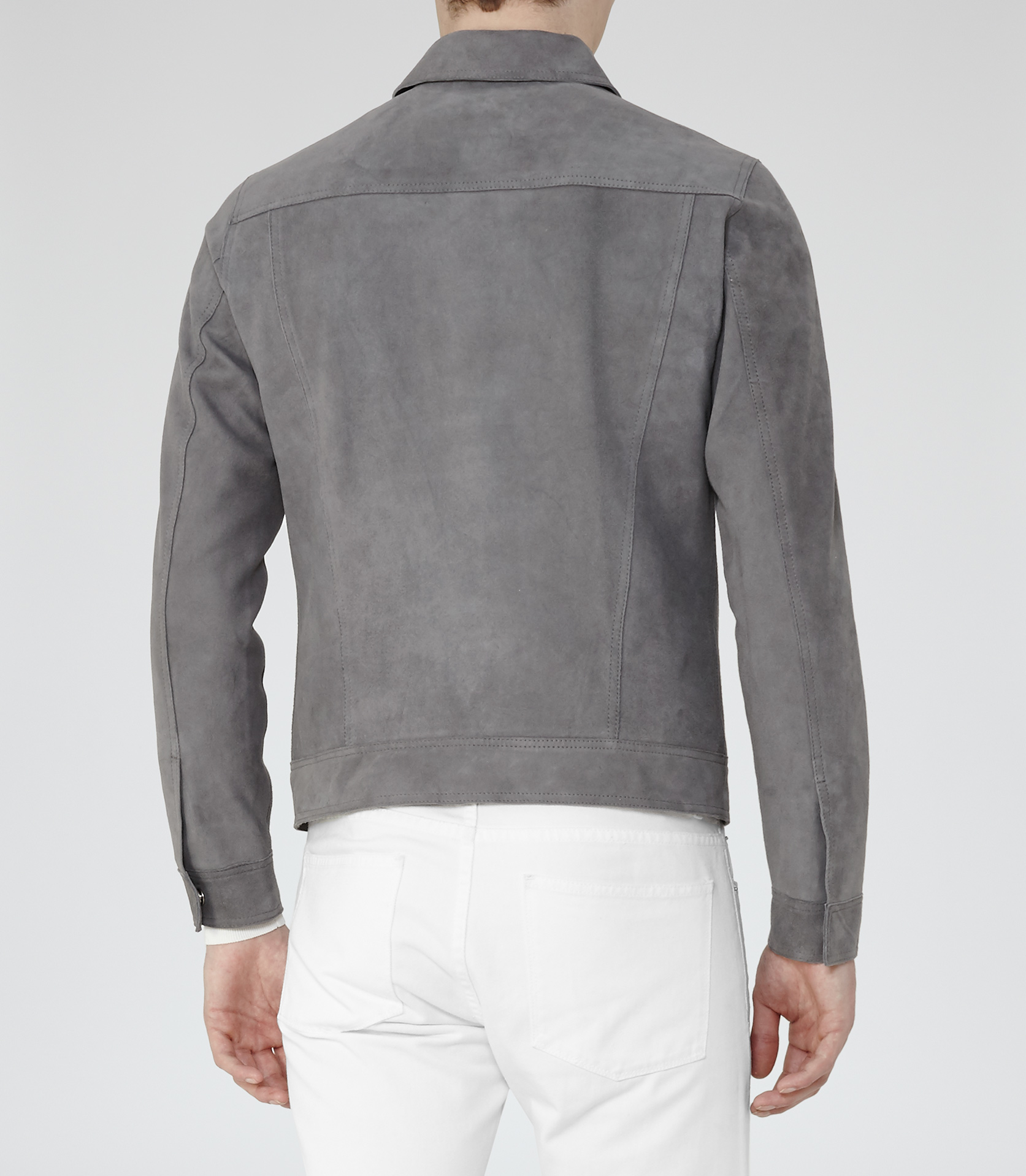 Reiss Bastian Suede Jacket in Grey (Gray) for Men - Lyst