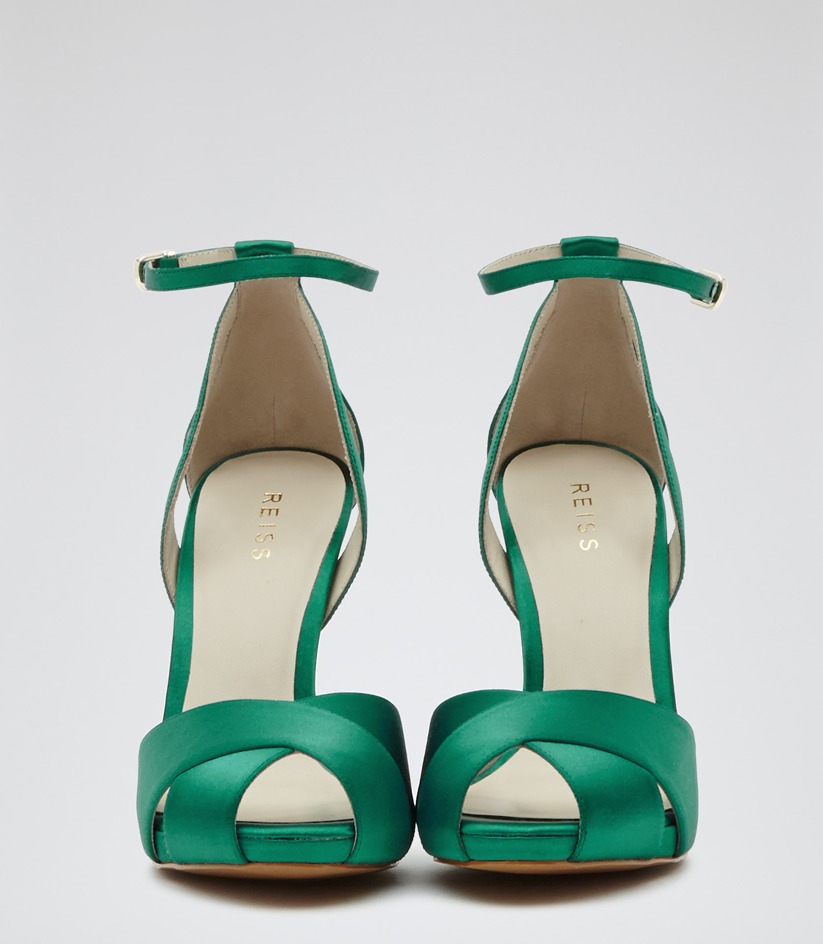 Reiss Cece Crossover Front Sandals in Emerald (Green) - Lyst