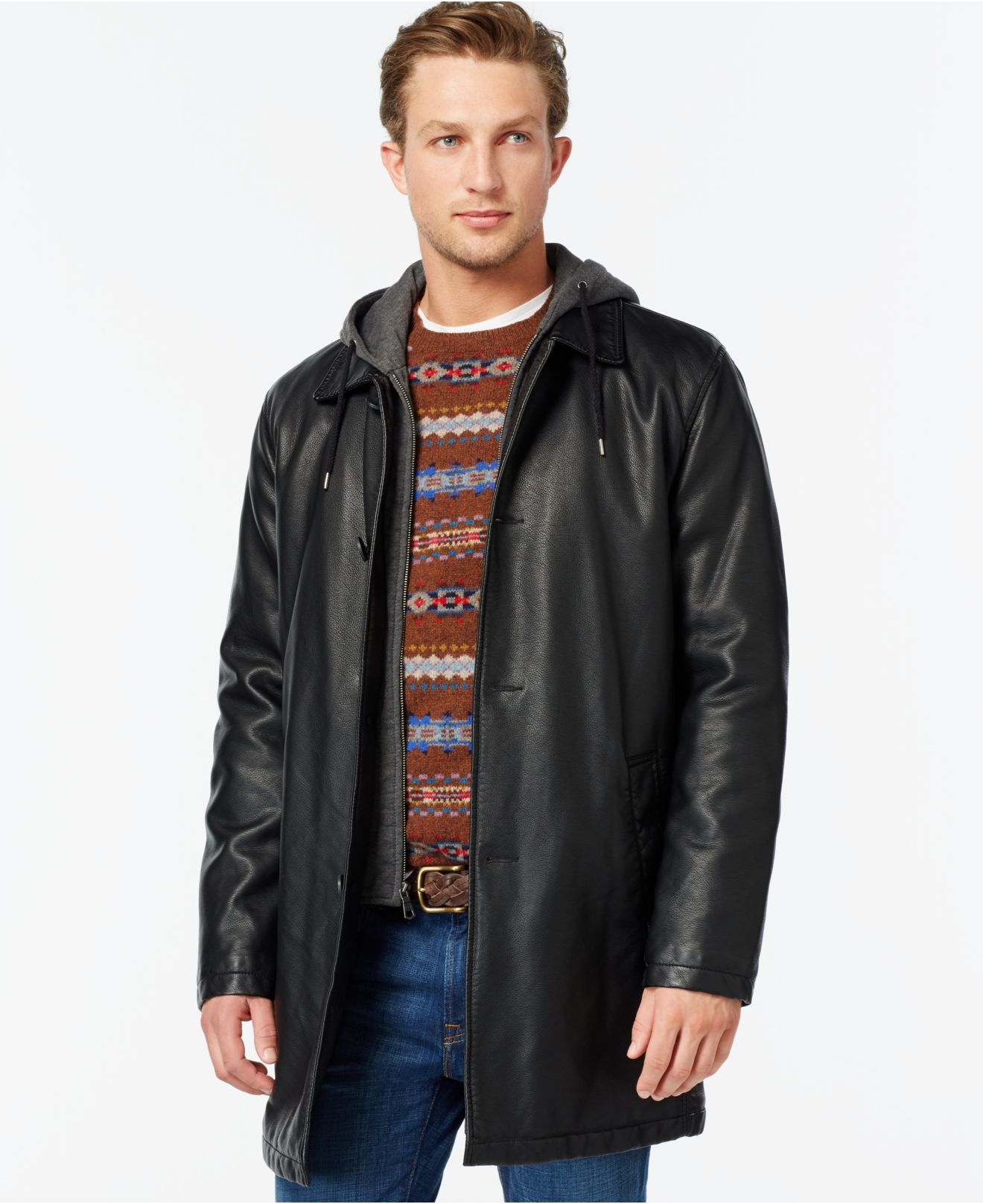 tommy hilfiger leather coat