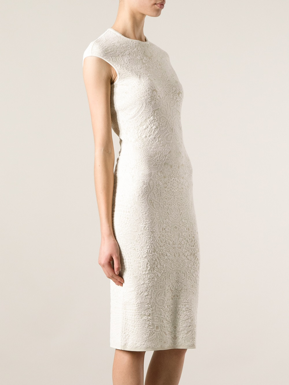 Alexander McQueen Cotton-viscose Blend Mini-dress in Ivory (Natural) - Lyst