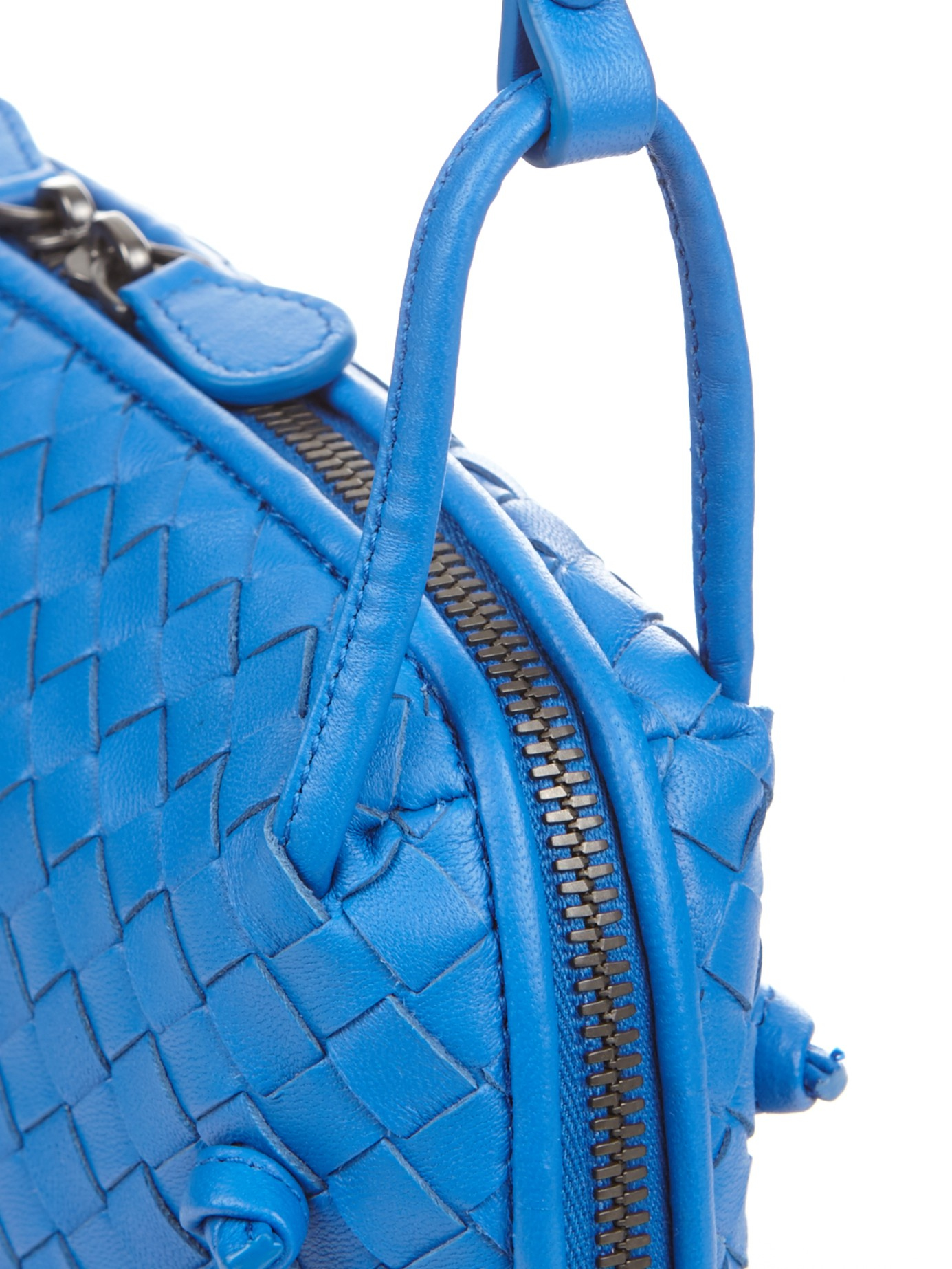 Bottega Nodini Intrecciato Leather CrossBody Bag in Blue Lyst