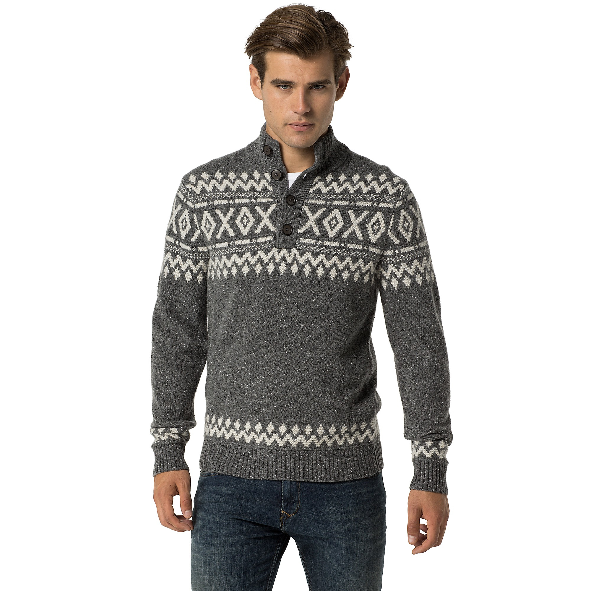 Tommy hilfiger Wool Nordic Sweater in Silver for Men (SILVER FOG ...