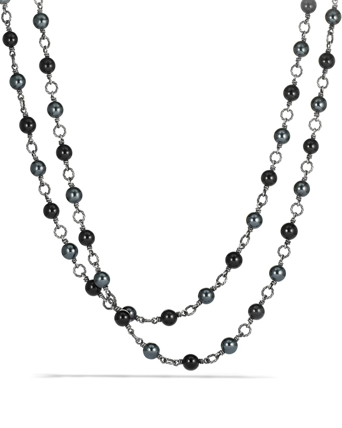 David Yurman Bead Necklace With Black Onyx And Hematine Lyst