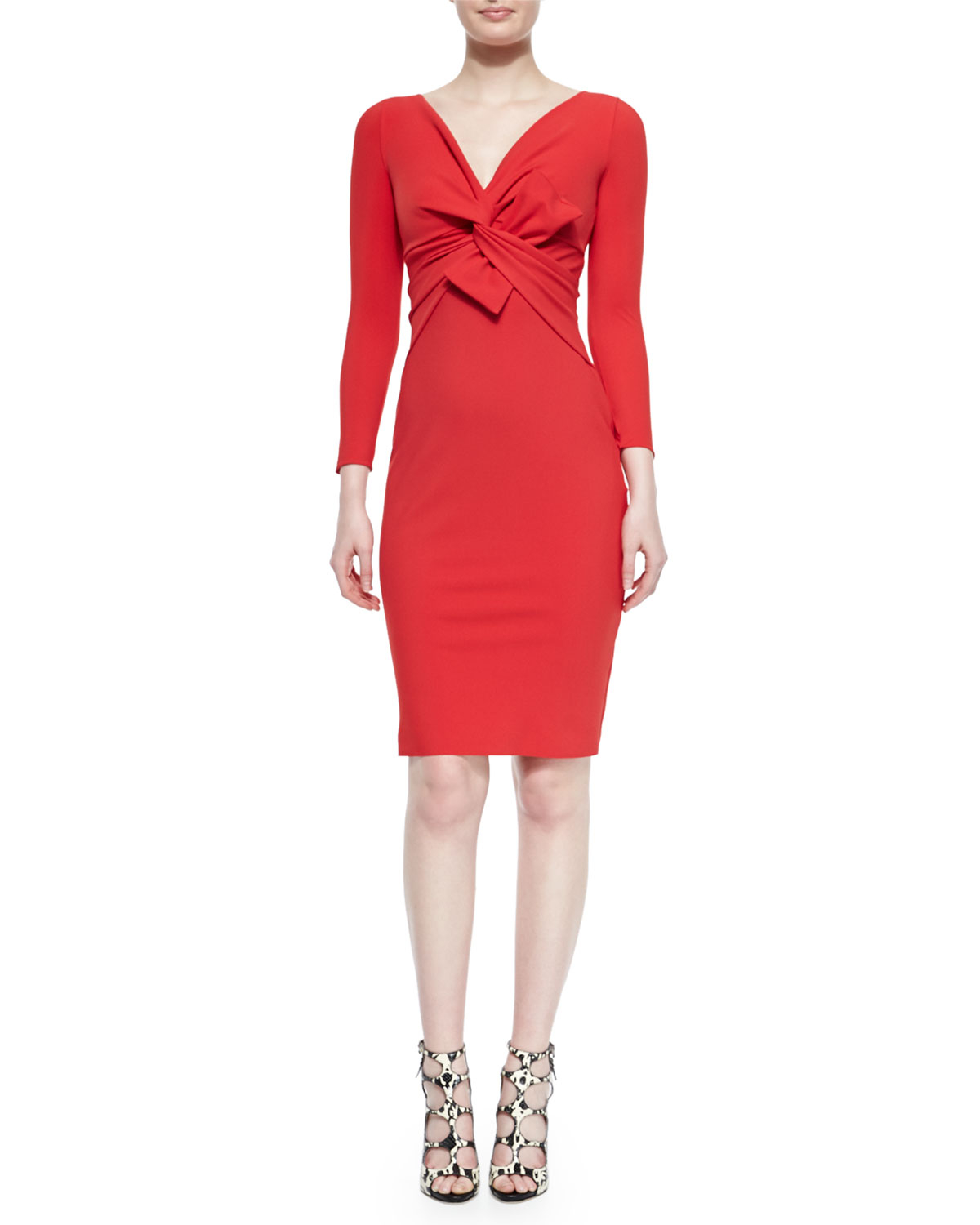 Lyst - La Petite Robe Di Chiara Boni Ilenia Twist-Front Sheath Dress in Red