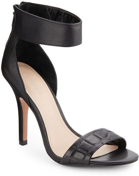 ... Avenue Yasmin Croc-Embossed Leather High-Heel Sandals in Black | Lyst