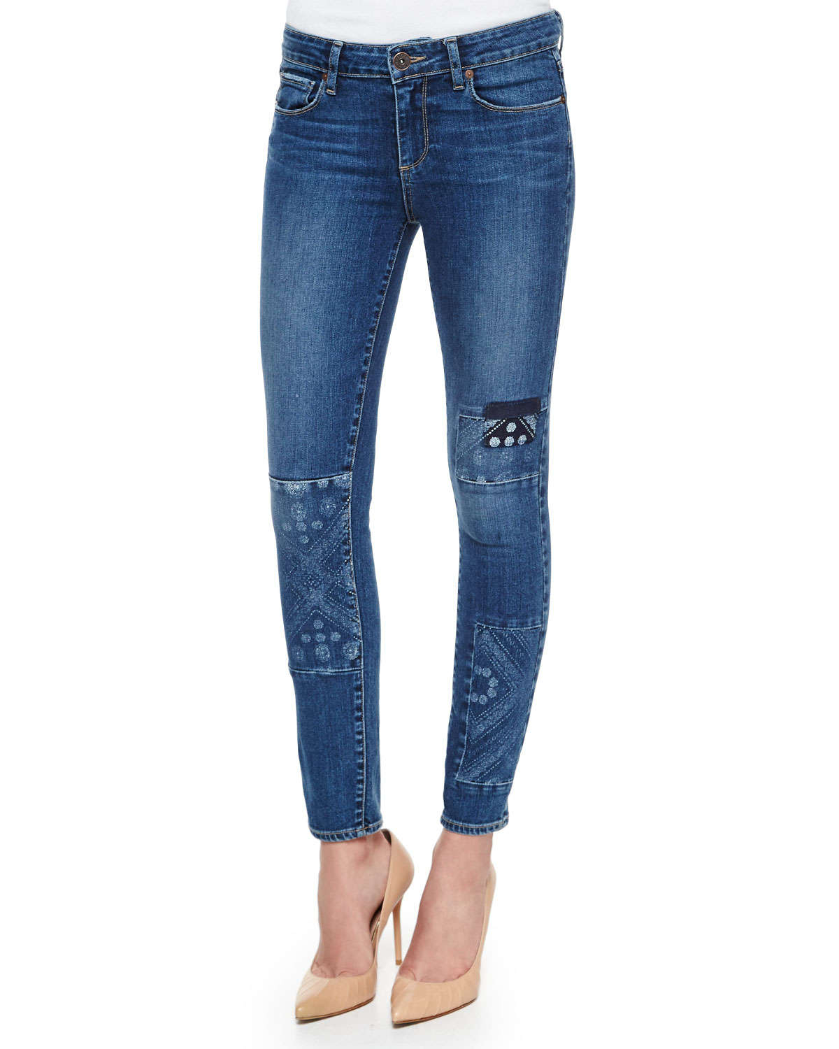 Lyst - Paige Verdugo Skinny Patchwork Jeans in Blue