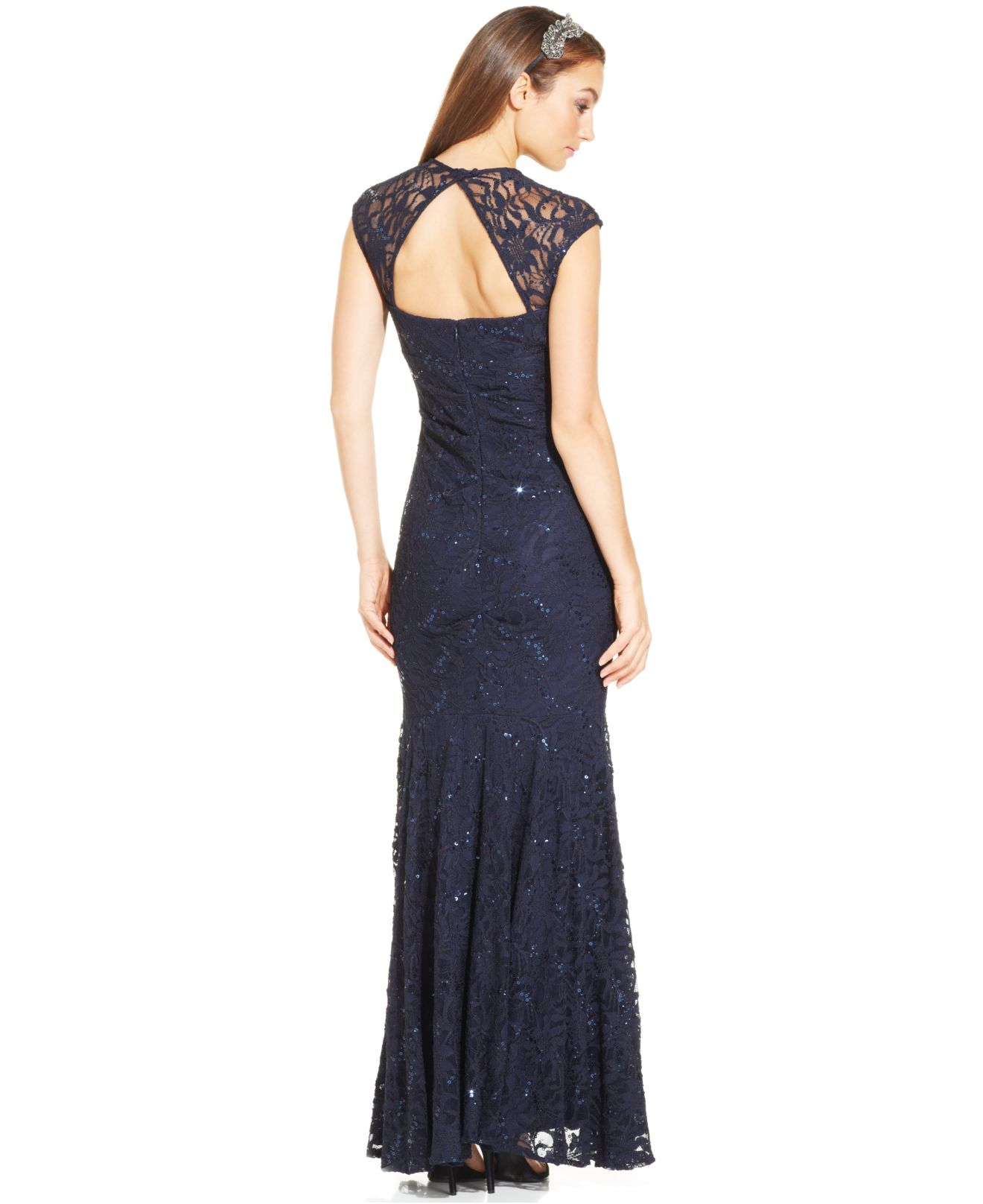 Lyst - Xscape Sequin Lace Mermaid Gown in Blue