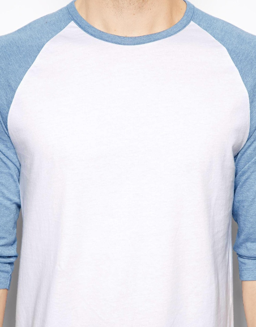 Download ASOS 3/4 Sleeve T-Shirt With Contrast Raglan Sleeves in ...