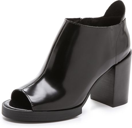 Cheap Monday Layer Peep Toe Booties Black in Black | Lyst