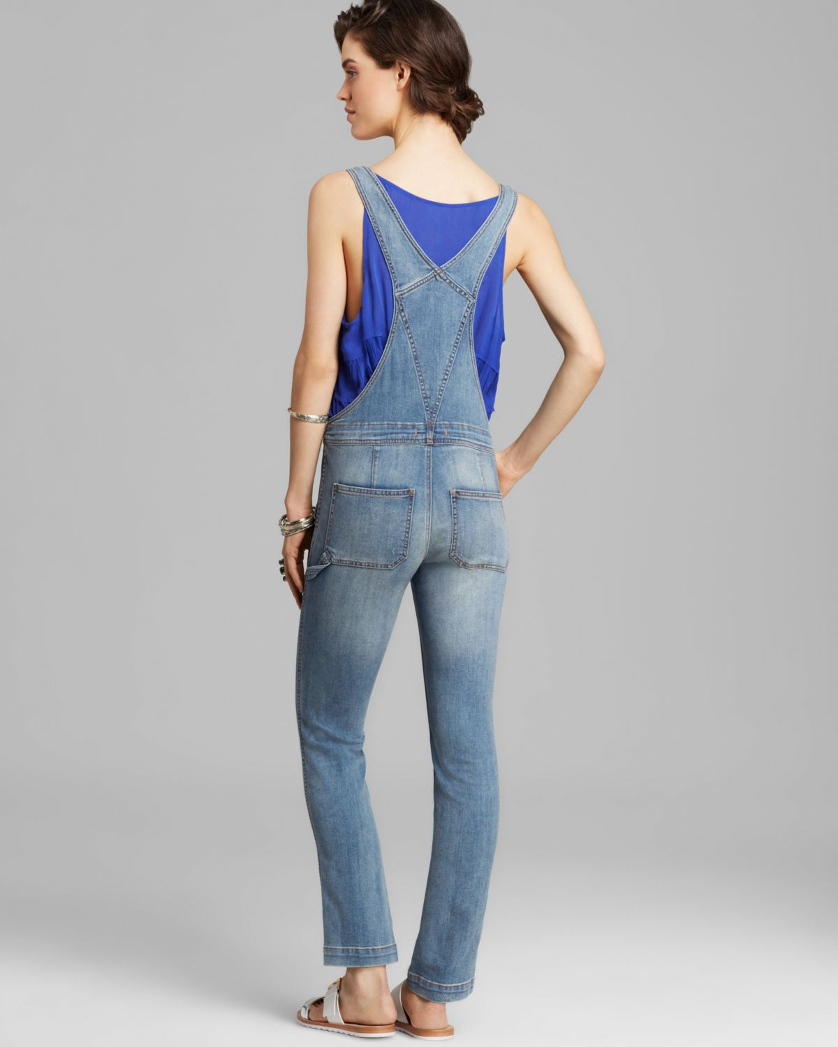 Lyst - Free People Overalls - Button Front In True Wash in Blue