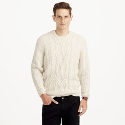 J.Crew Wallace & Barnes Shetland Wool Cable Sweater in White for