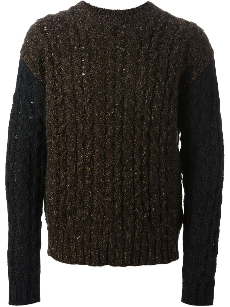 DIESEL Cable Knit Sweater in Brown for Men - Lyst