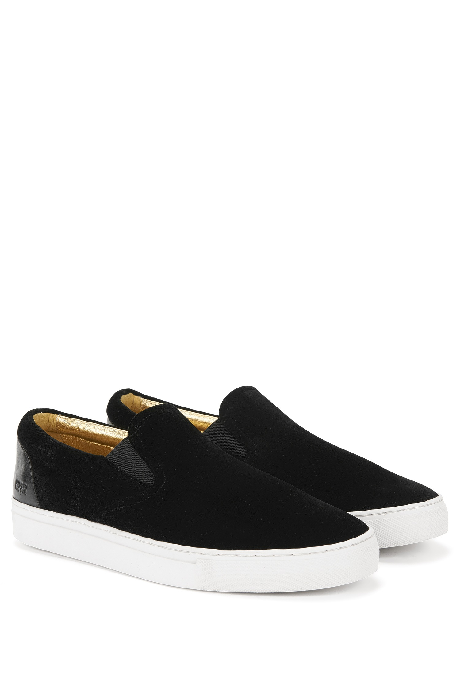 black velvet slip on sneakers