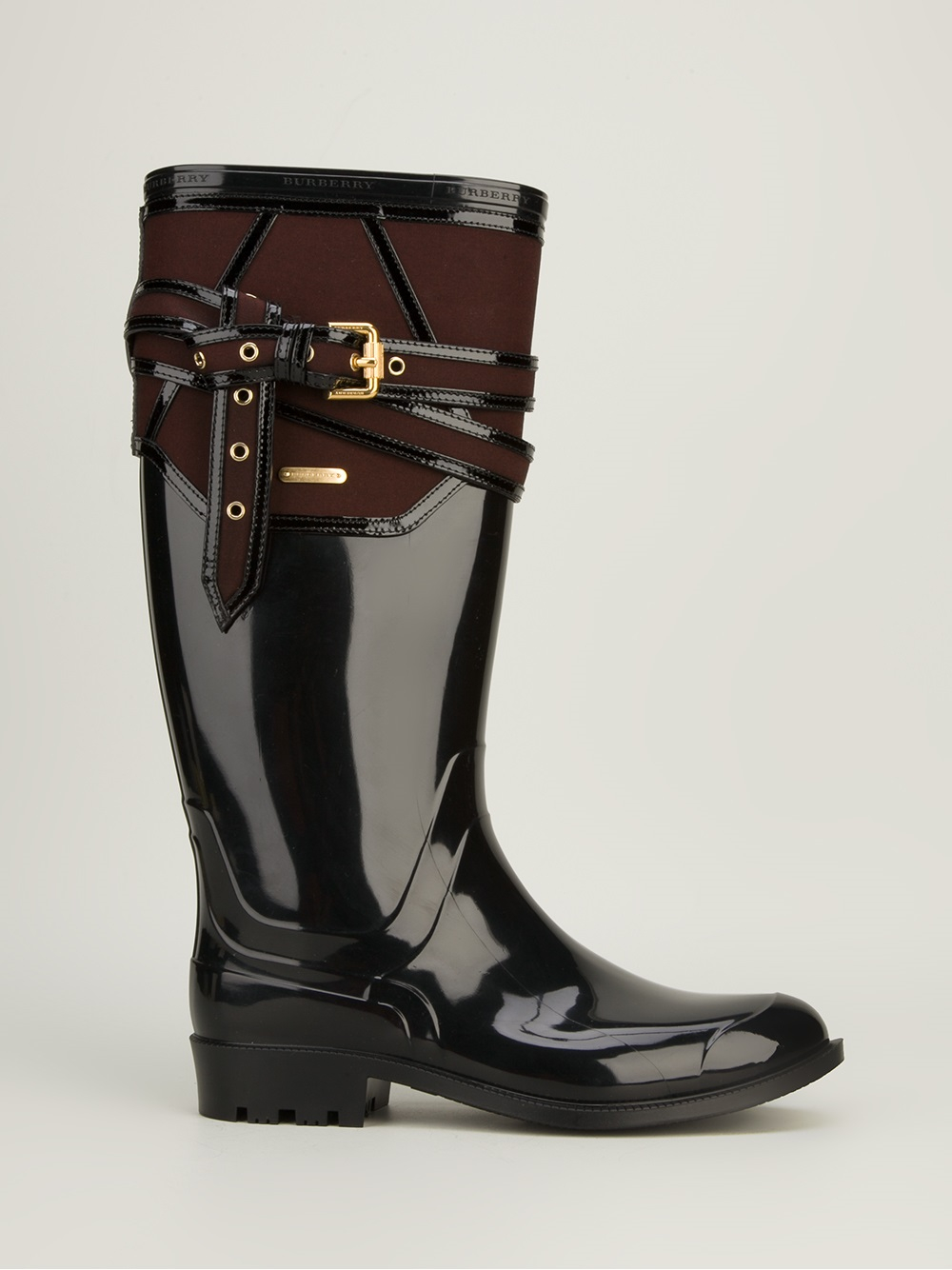 Burberry Buckled Rain Boots in Black - Lyst