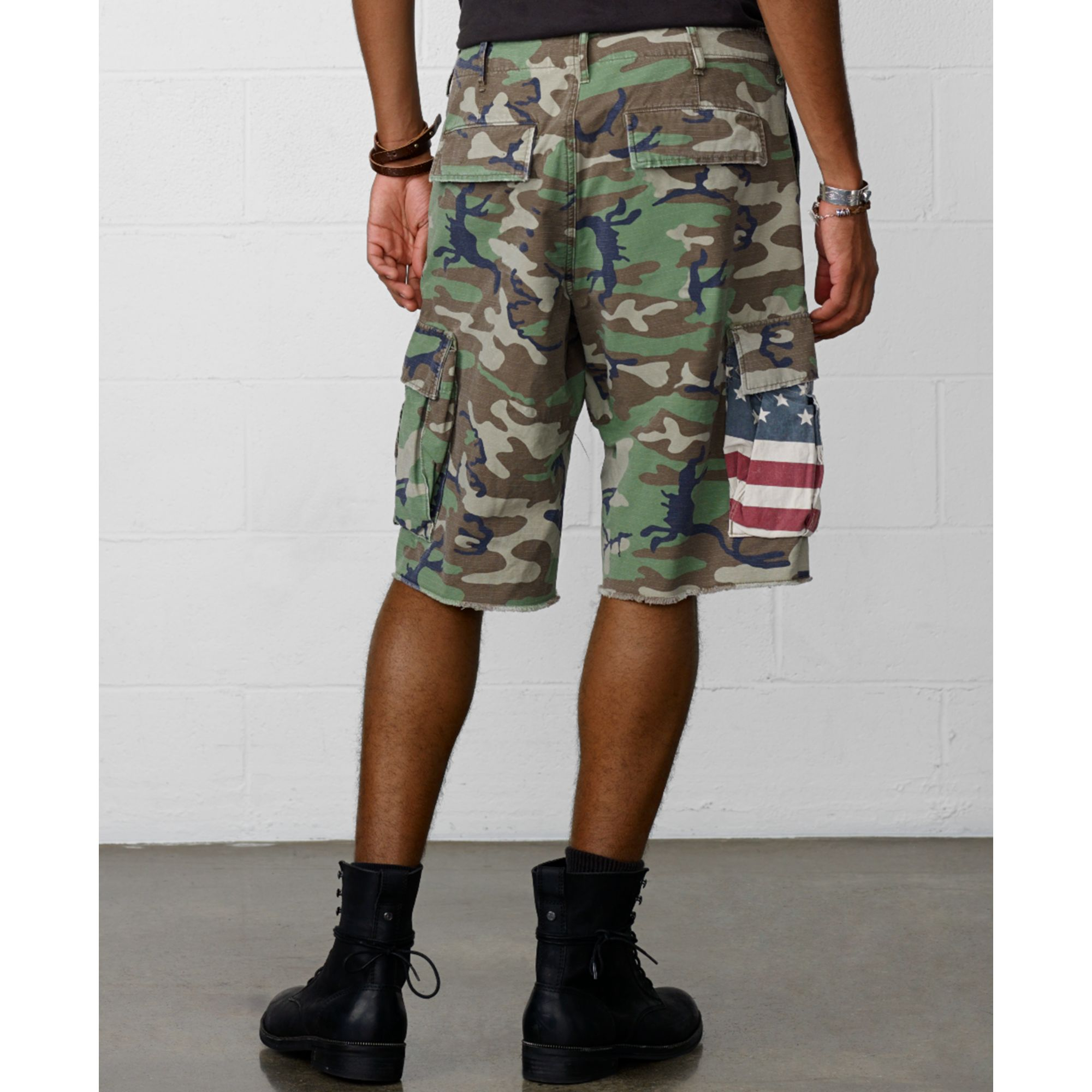 Denim & Supply Ralph Lauren Cut-Off Military Camo Cargo Shorts in Green ...