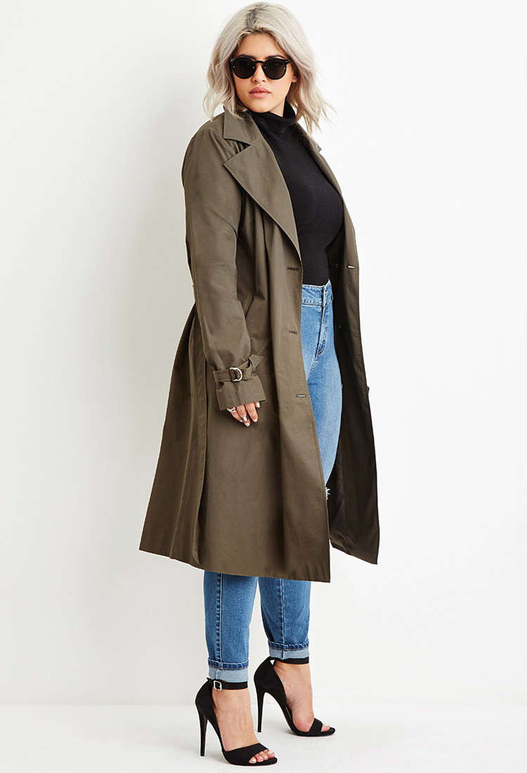 olive green plus size coat