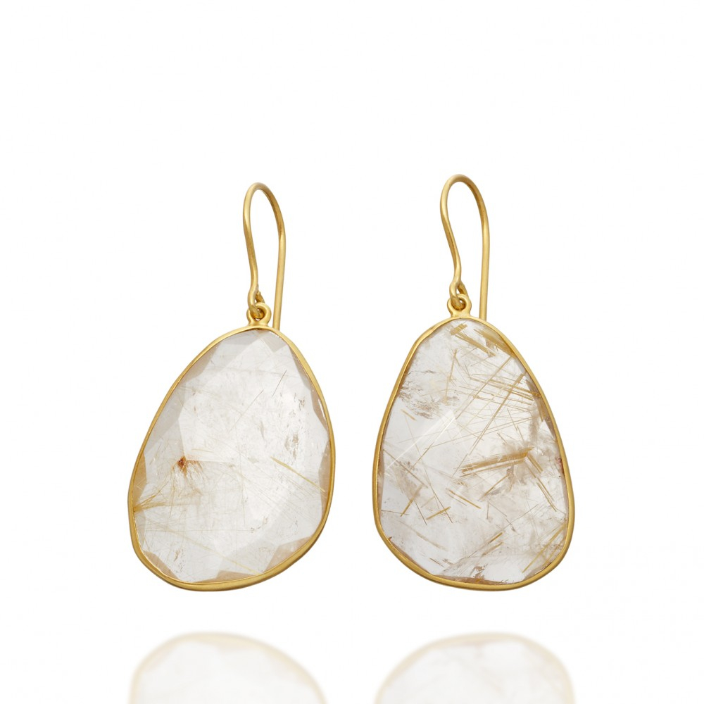 Lyst Pippa Small Rutilated Quartz Earrings In Metallic Gallery