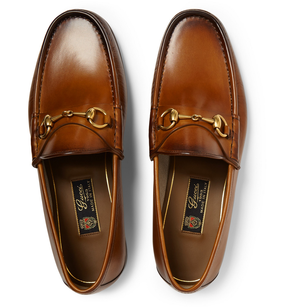 brown horsebit loafers