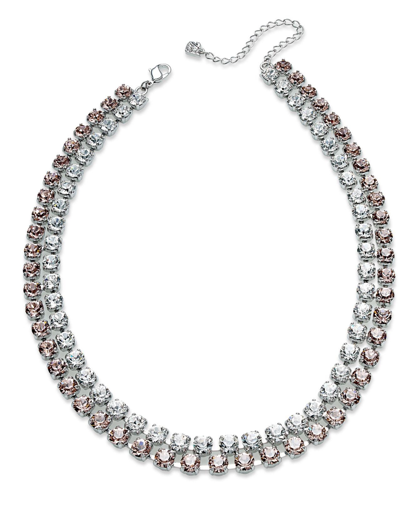 Swarovski Swarovksi Necklace, Rhodium-Plated Rose And Clear Crystal Two