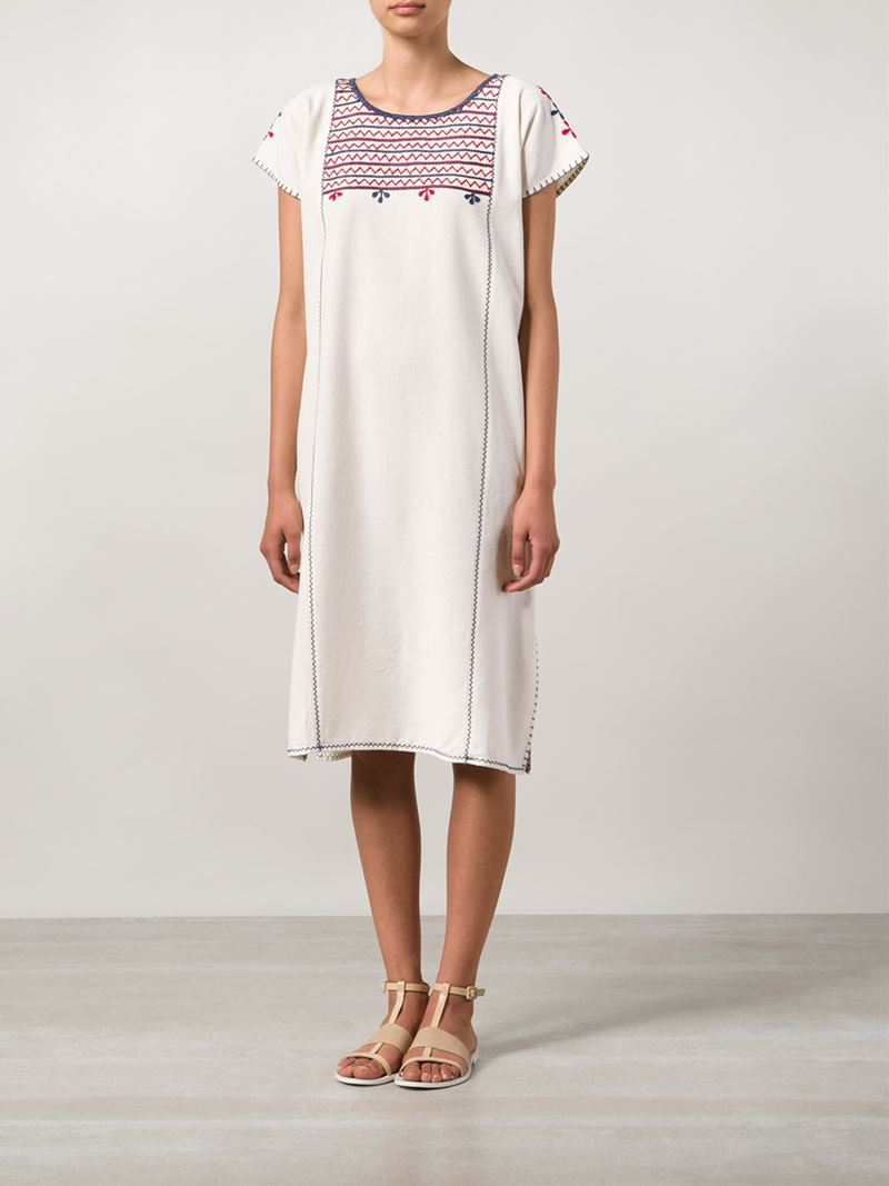 Ulla Johnson Embroidered Neck Shift Dress In Natural Lyst Gallery