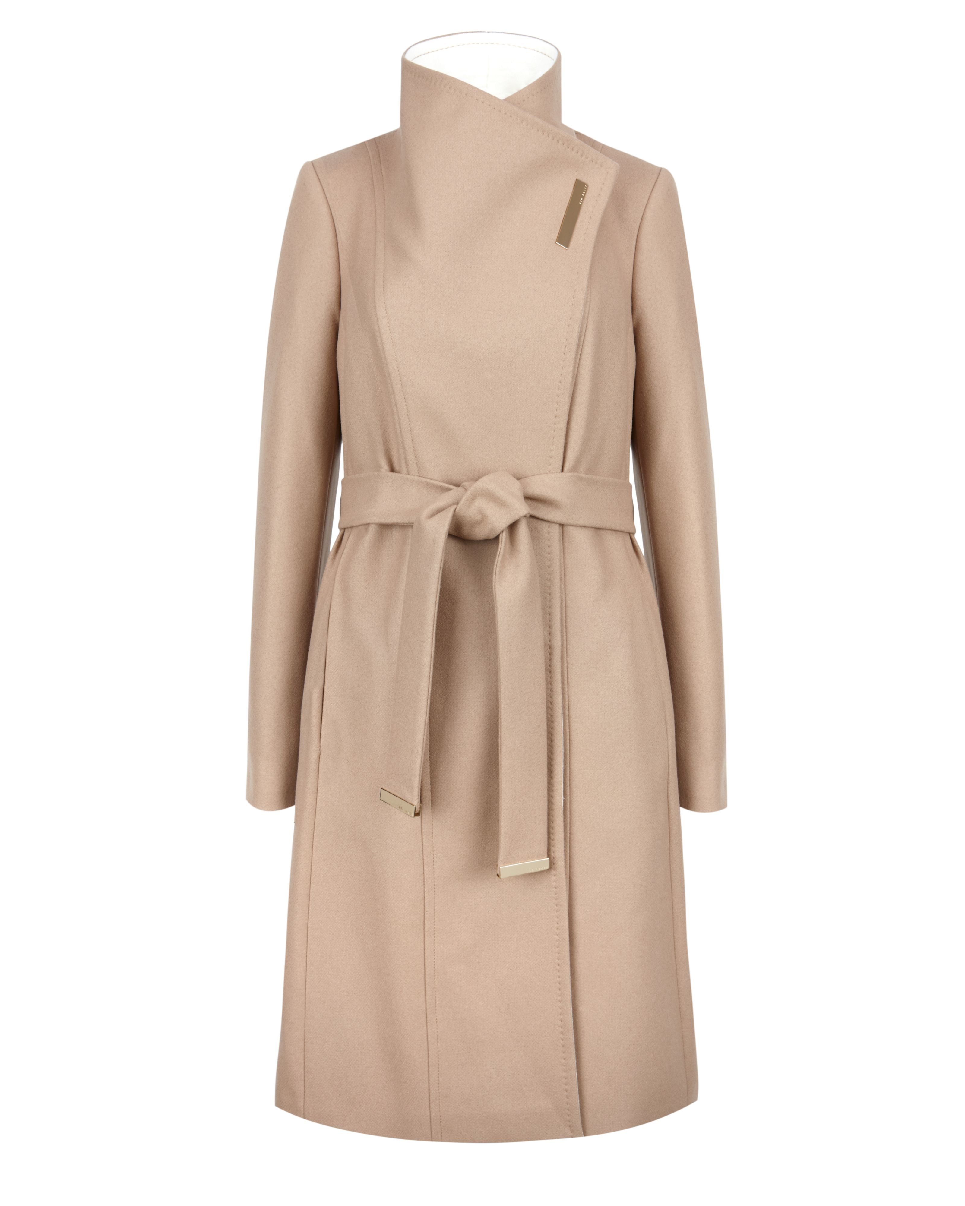 Ted Baker Lorah Long Wool Wrap Coat in Cream (Natural) - Lyst