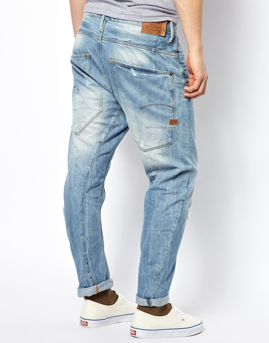 G-Star RAW Denim G Star Jeans Type C 3d Loose Tapered Light Aged Distressed  in Blue for Men | Lyst