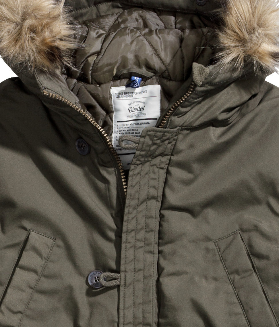 H&M Padded Parka in Green for Men | Lyst