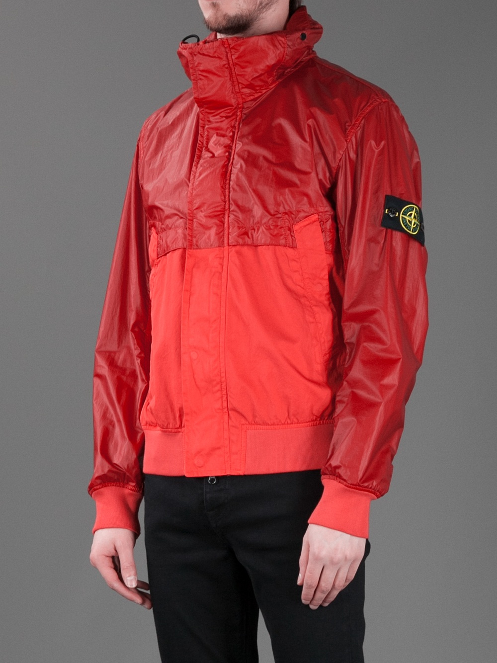 Stone Island Zipup Windbreaker Jacket in Red for Men - Lyst