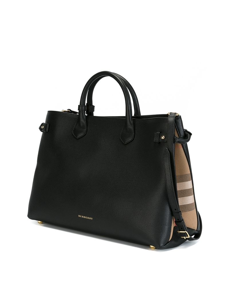 Burberry Large &#39;Banner&#39; Tote in Black | Lyst