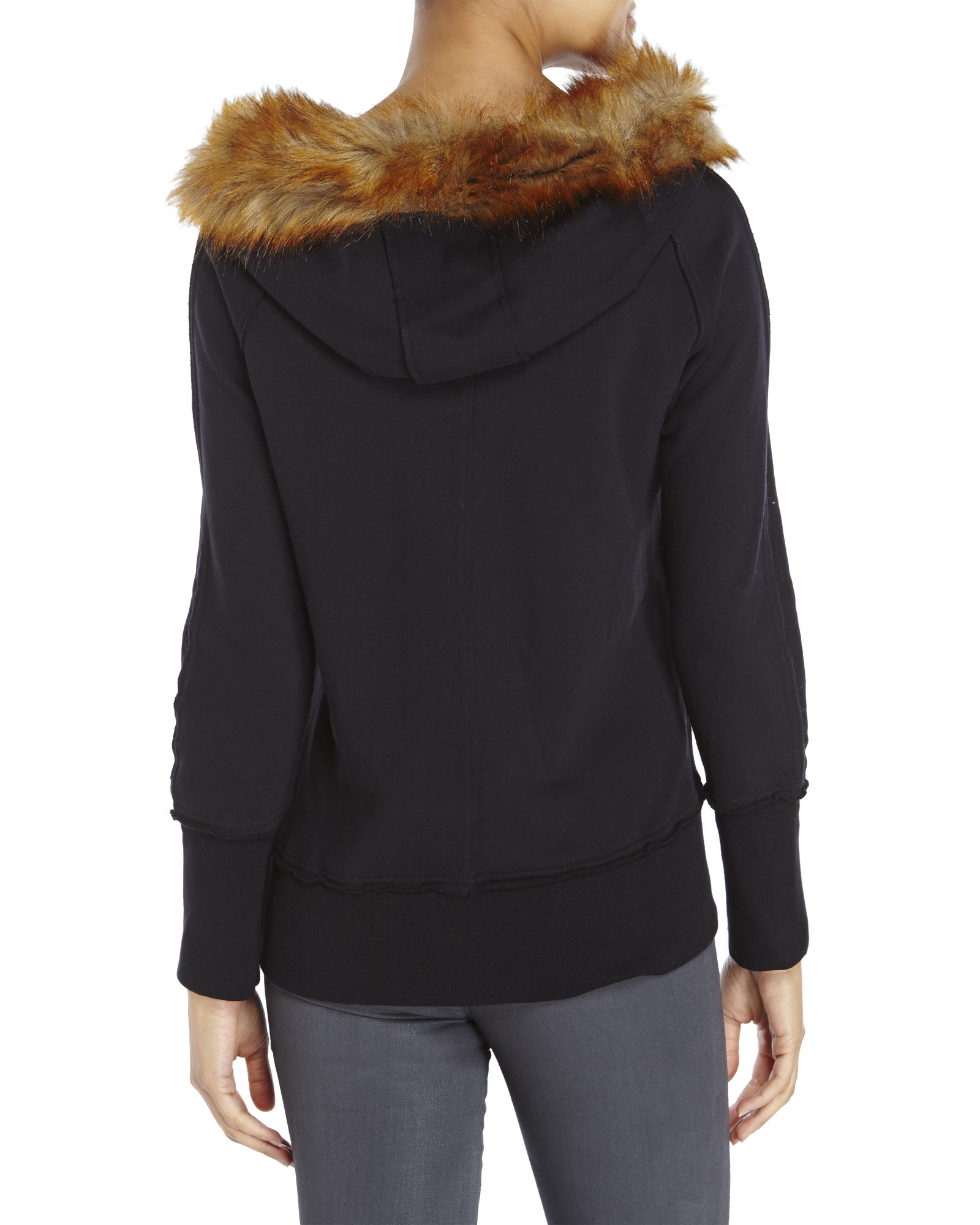 faux fur trim hoodie