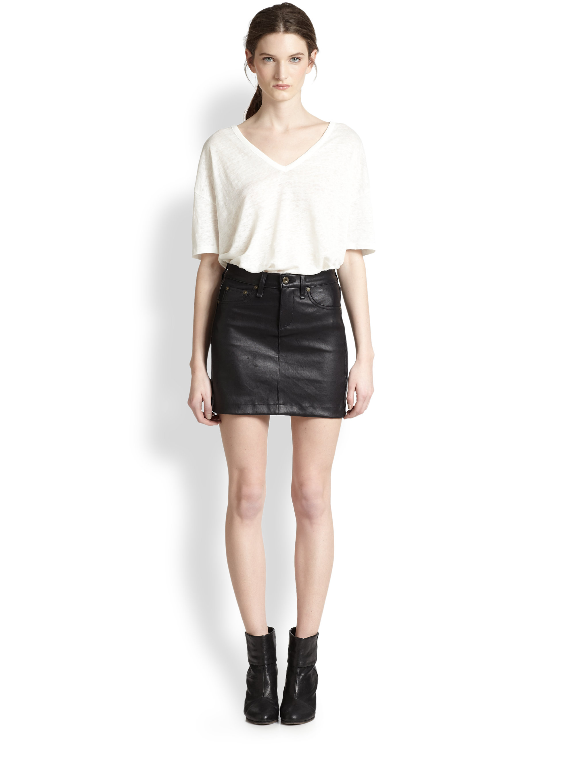 rag & bone leather skirt