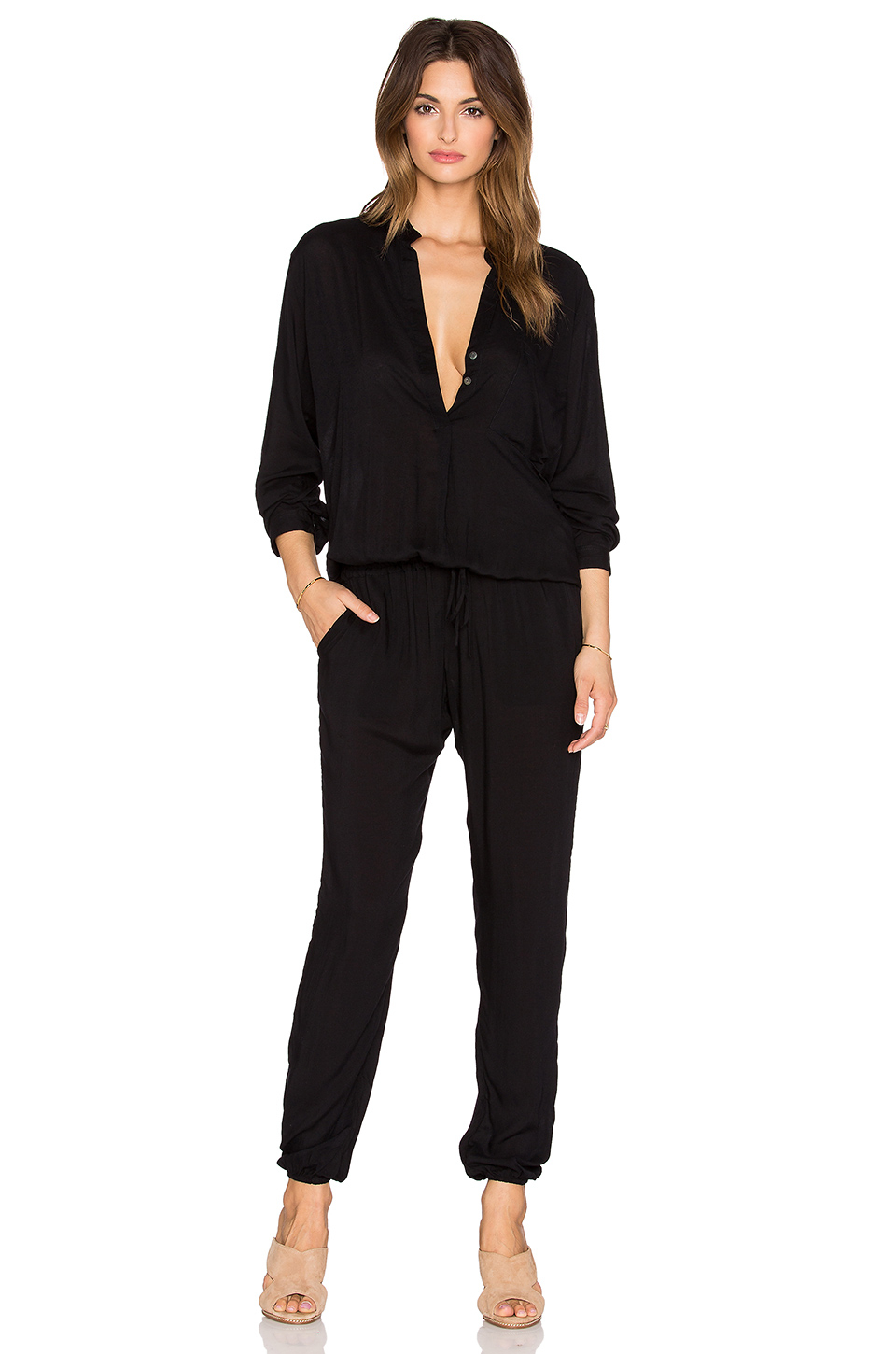 womens black utility jumpsuit