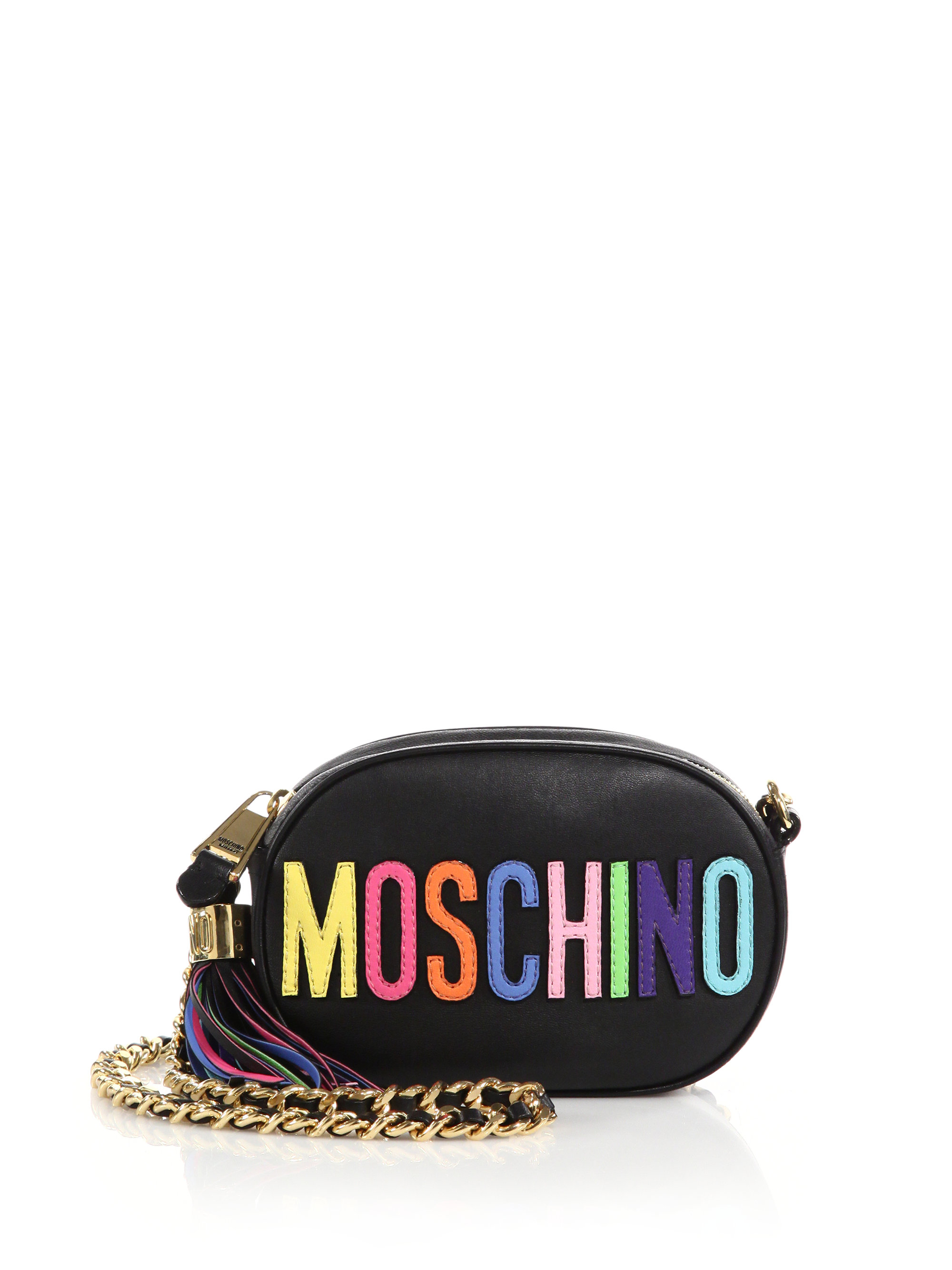 Moschino Logo Chain-Strap Crossbody Bag in Black | Lyst