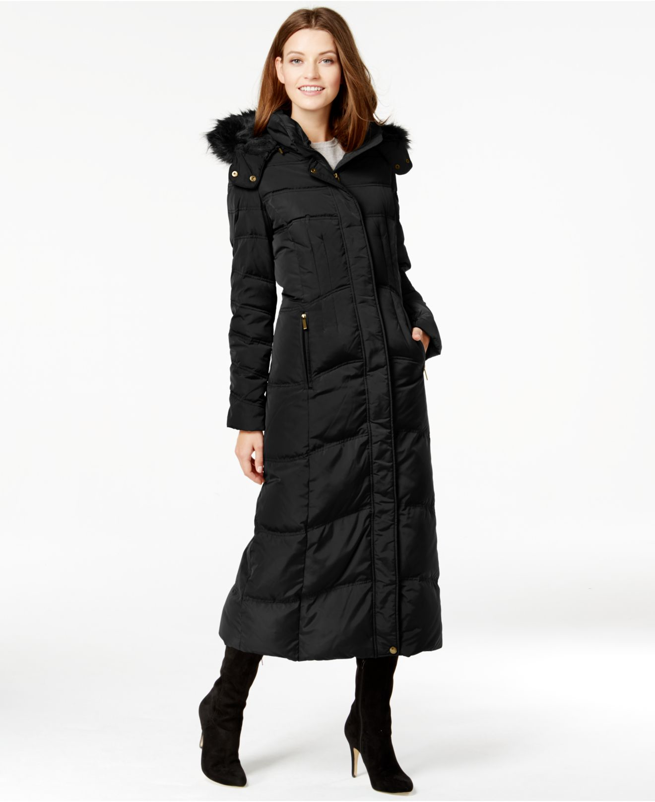 Jones New York Fauxfurtrim Down Quilted Maxi Coat in Black Lyst