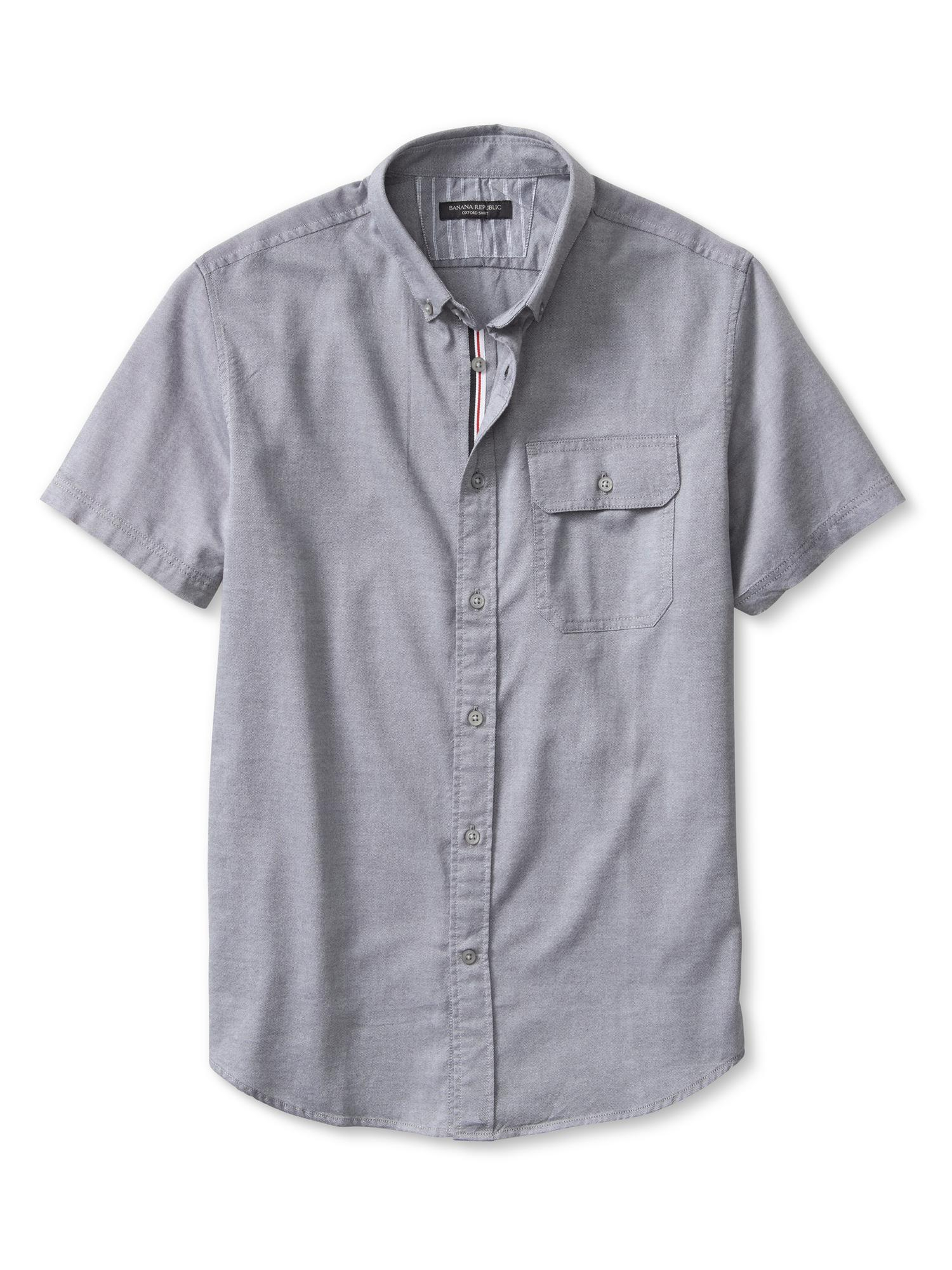 Lyst - Banana Republic Slim-fit Button-down Short-sleeve Shirt in Gray ...