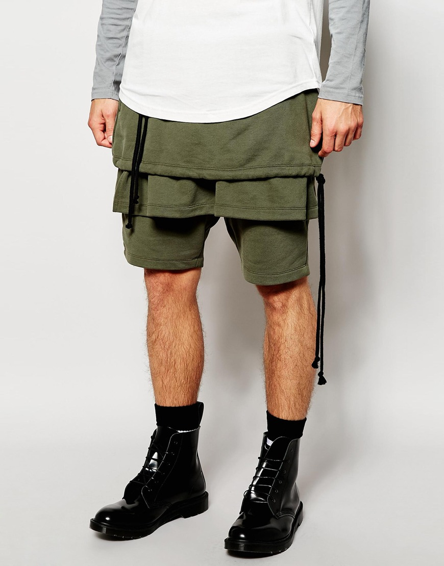 drop crotch jogger shorts
