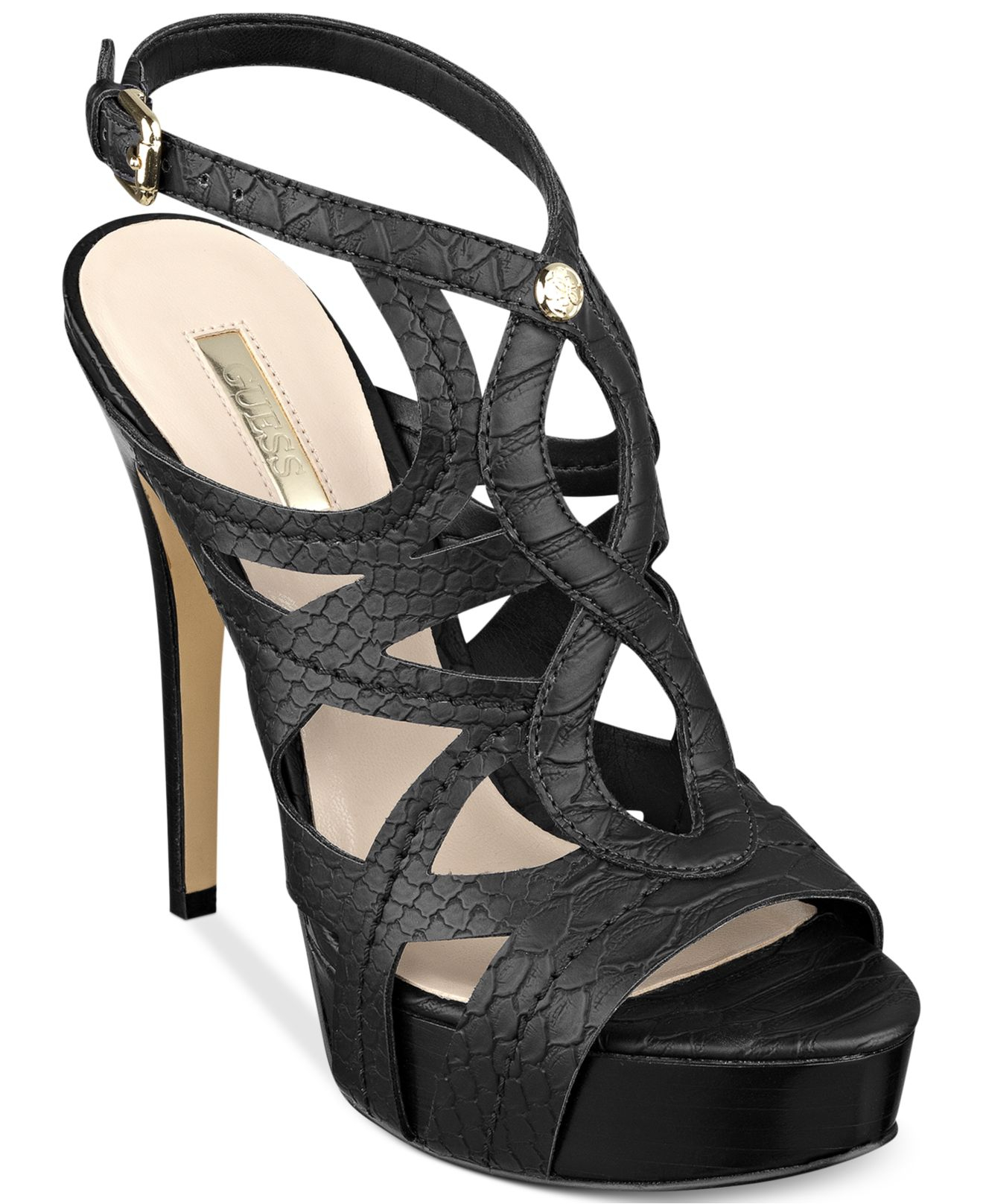 Guess Kaesy Platform Sandals in Black Snake (Black) - Lyst