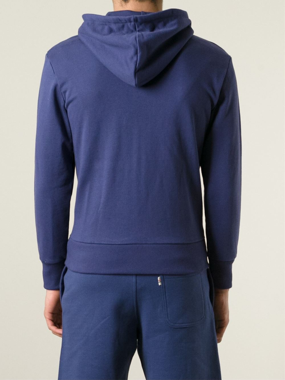Maison kitsuné Embroidered Fox Hoodie in Blue for Men | Lyst