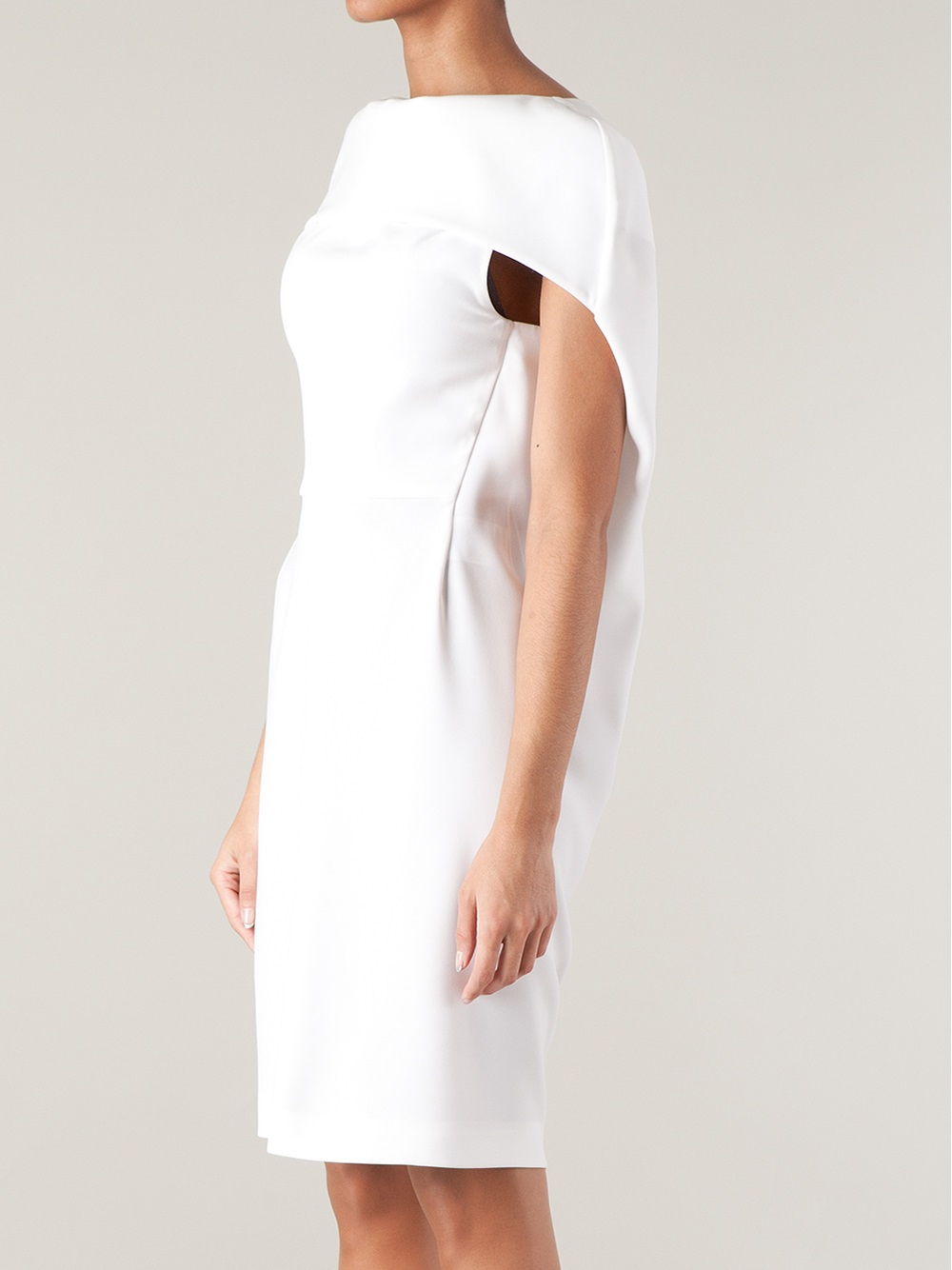 white cape sleeve dress