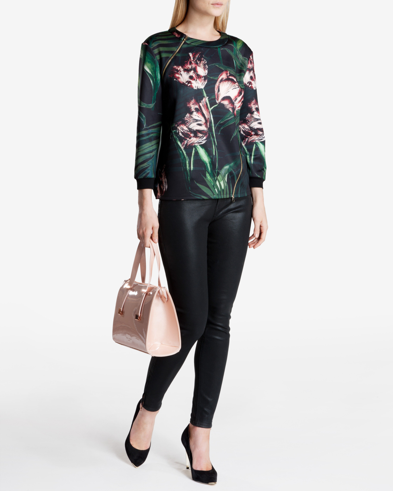 Ted Baker Palm Floral Print Jumper in Black (Green) Lyst