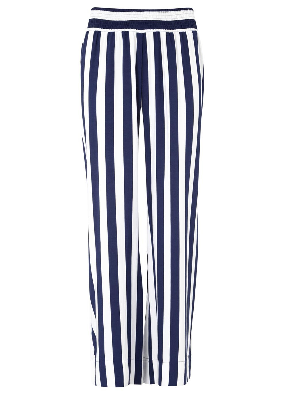 navy white striped trousers